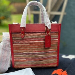 Coach Field Tote 22 In Upwoven Leather
